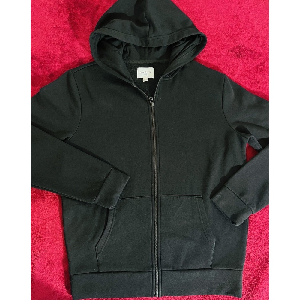 Black Goodfellow & Co full-zip Fleece Hoodie Sz M Cotton Blend Great Condition - Picture 2 of 9